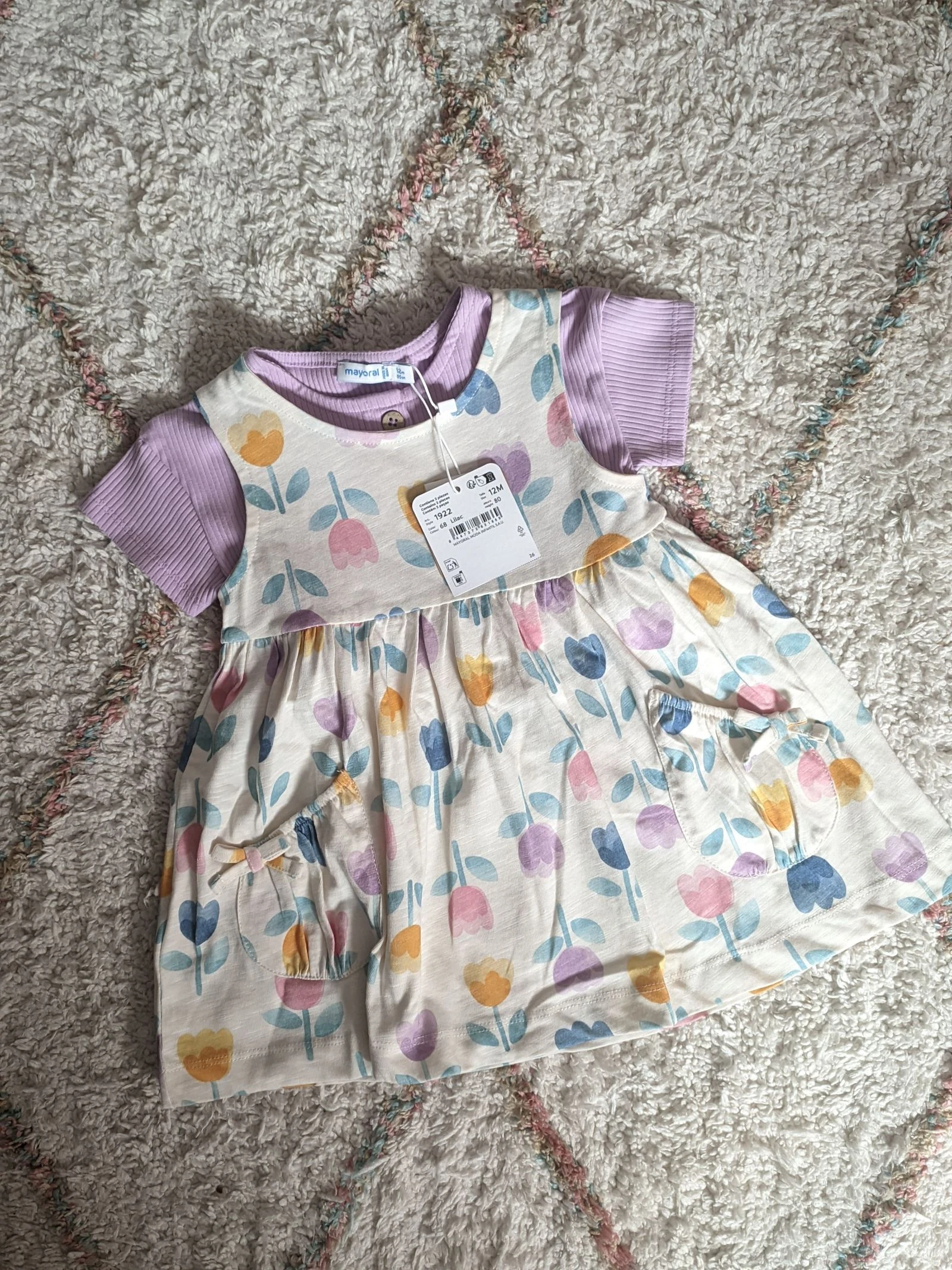 🌷Jurk met tulpen + jas/T-shirt (80cm) - Mayoral – photo 2